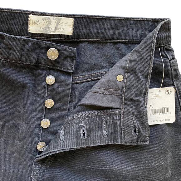 Free People Womens Maggie Distressed Straight Leg Crop Jean Size 27 Black - Picture 3 of 12